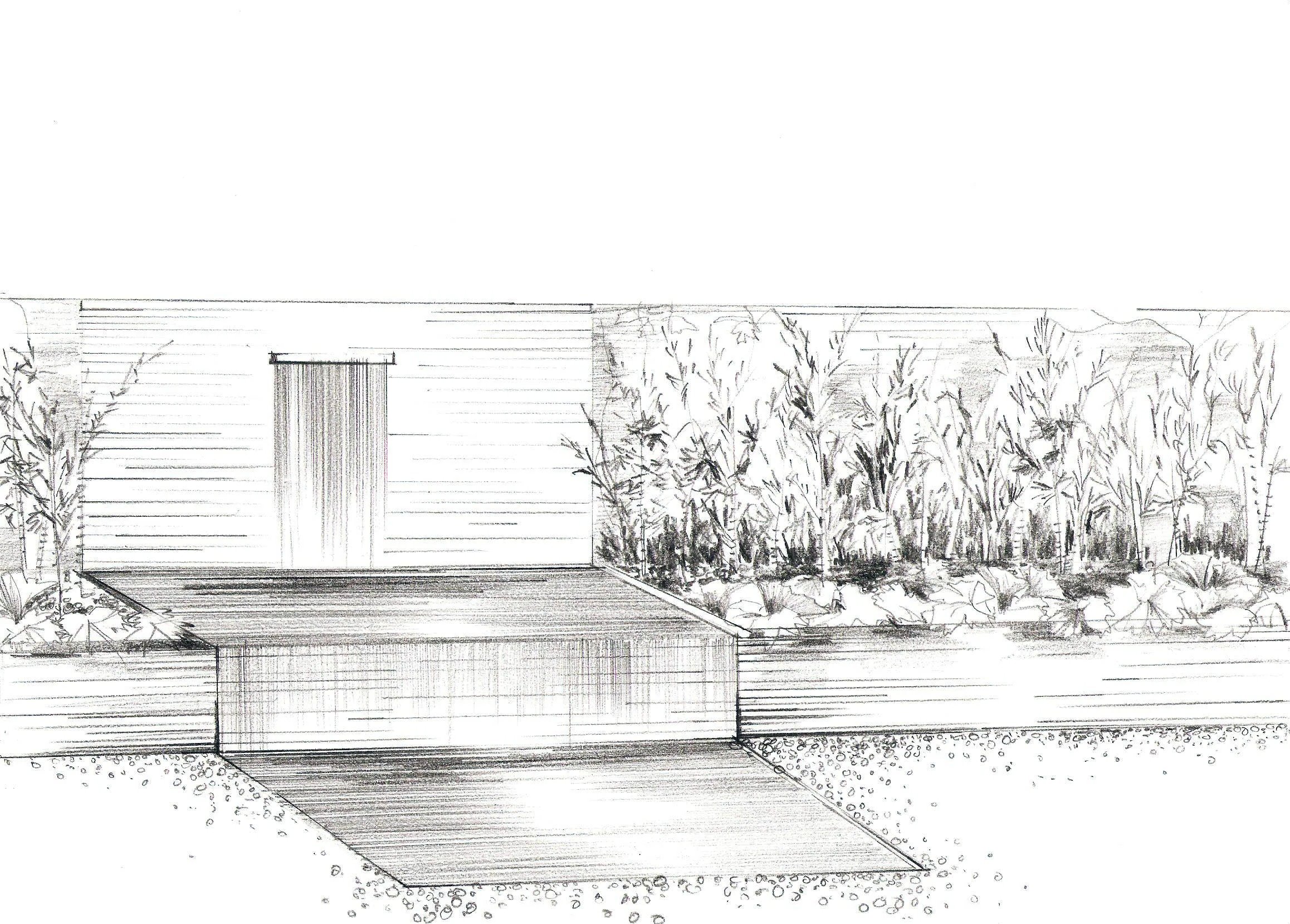 Skica zahrady — pohled 2